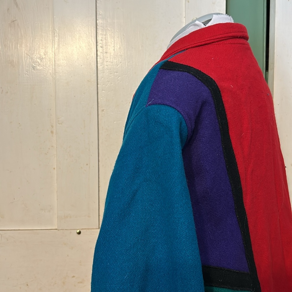 Colorblock 90s Y2K Michelle Francois Women's Jacket ZZ Coat vintage retro wool - Picture 6 of 10